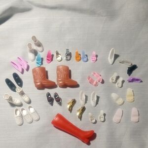 Vintage & Modern Doll Shoe Lot 20+ Pcs - Red Mod Go-Go Boot & Barbie Styles